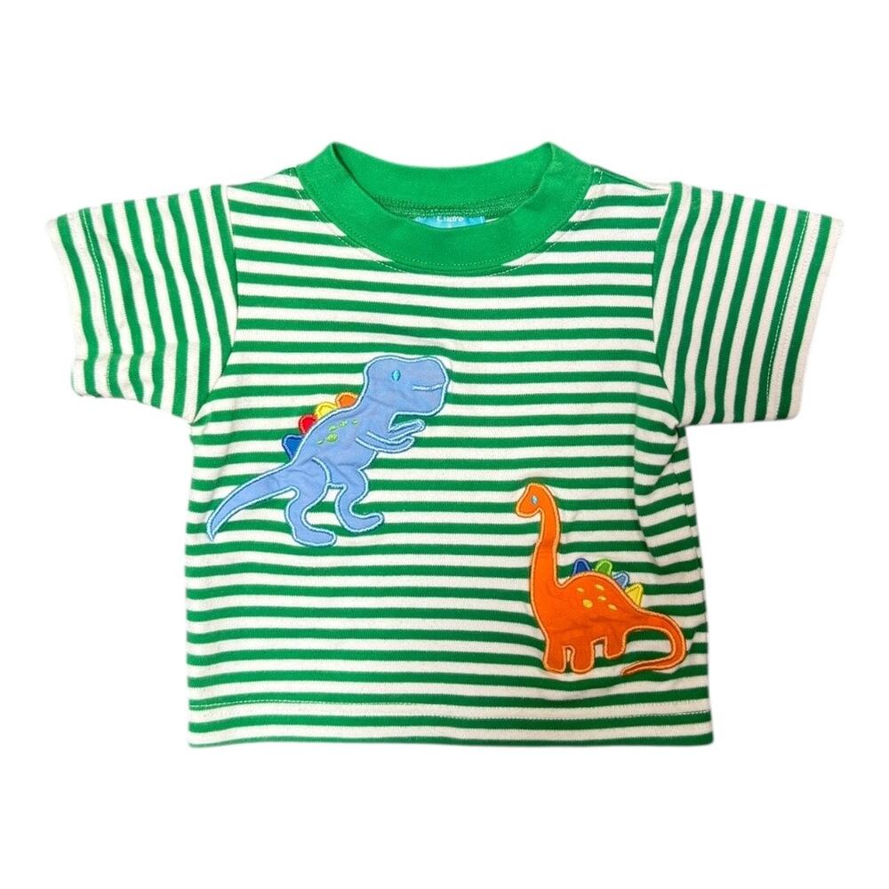 Claire & Charlie Green Striped Dinosaur Boys Shirt - Size 12m